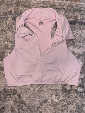 Alo Yoga Charmed Collar Bra Tank In Pink Sugar Medium